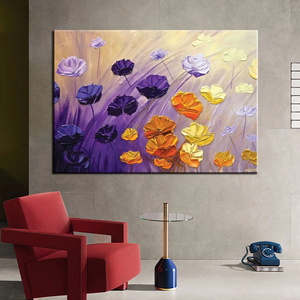 Phong cảnh trừu tượng màu tím hoa oải hương và hoa tường nghệ thuật hình ảnh và Áp phích in trên vải cho trang trí nhà phòng khách hoa - Product Image 4