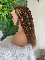 Perruques sans colle 100% cheveux humains couleur P4/27 Piano, bouclées, ondulées, avec dentelle 13x4 pré-épilée, cheveux vierges indiens pour femmes noires