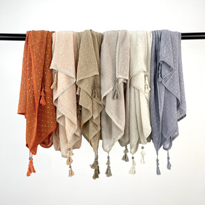 Pañuelo para la cabeza, chal plisado y hiyab de poliéster jersey voile con puntos plateados, con estampado suave personalizado, efecto arrugado, cuentas y borlas, de crepé TR algodón 2026 - Product Image 3