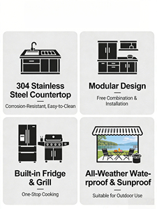 Cucina da Esterno in Acciaio Inox 304 con Griglia BBQ, Lavello Integrato, Mobiletto con Griglia a Gas Personalizzato, Cassetto Scorrevole e Cerniere Moderne - Product Image 4
