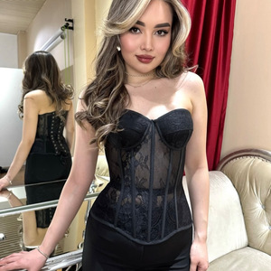 Corsés y Bustiers para Mujer, Sujetador sin Tirantes, Transpirable, <span class=keywords><strong>con</strong></span> Cordones, <span class=keywords><strong>con</strong></span> Varillas de Acero, Faja Reductora de Cintura y Control de Abdomen - Product Image 2
