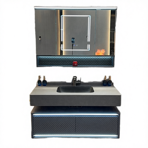 Meuble-lavabo mural moderne <span class=keywords><strong>de</strong></span> haute qualité, indéformable, <span class=keywords><strong>avec</strong></span> lavabo en céramique, lavabos simples/doubles, <span class=keywords><strong>miroir</strong></span> pour usage hôtelier - Product Image 6