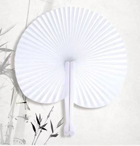 White Heart Shaped Folding Fans Activists' Paper Fans <b>Handheld</b> DIY Wedding Guests' Paper Favor Fan Bulk Party Decorative Supply - Product Image 6
