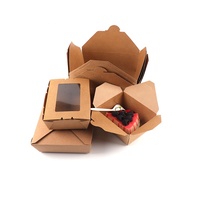 Récipient alimentaire en papier kraft biodégradable avec fenêtre Boîte à emporter jetable pour emballage de boulangerie salade barbecue