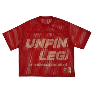 T-shirt Personalizzata Retrò in Mesh Stile Streetwear da Tifoso di Football Americano con Stampa Serigrafica e Grafica a Lettere, Vestibilità Boxy Corta, Colore Nero - Product Image 4