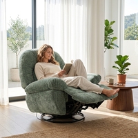 Fauteuil inclinable et pivotant manuel VANBOW Nordic Rocking and Tilt, vert, surdimensionné, avec tissu texturé doux pour le salon