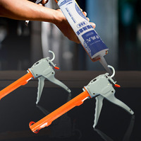 Pistolet à mastic 300 ml le plus vendu avec outil de calfeutrage en silicone et buse de scellement pour l'étanchéité des salles de bain, corps en alliage d'aluminium