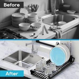 Égouttoir à vaisselle extensible en acier inoxydable avec porte-couverts amovible, égouttoir à vaisselle extensible pour la cuisine - Product Image 4