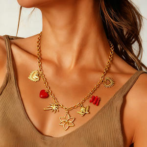 Collar de Acero Inoxidable con Colgante en Forma de Corazón Chapado en Oro de 18K, Joyería de Moda para Mujer XL31956 - Product Image 1