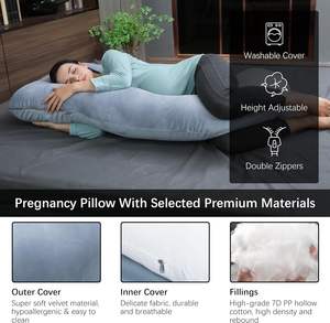 Venta al por mayor en forma de J lavable extraíble suave Minky cubierta 7D poliéster relleno ajustable embarazo almohada para todo el cuerpo - Product Image 3