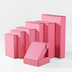 Boîtes en carton ondulé rose personnalisées de luxe écologiques recyclées, boîtes d'expédition pliables pour vêtements, chaussures, cadeaux - Product Image 4