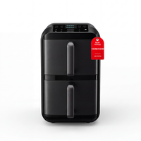 Friteuse à air numérique double cuve 5L+5L en acier inoxydable avec température réglable pour la cuisine domestique