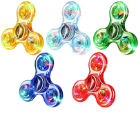 Grosir Spinner Jari Plastik LED Custom Logo, Kristal Transparan, Pereda Stres, Gyro Edukatif, Mainan Unisex