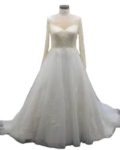 Customized Ivory Lace A-Line Bridal And Fashionable Elegant Women's Wedding Dress
