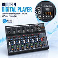 Mini-mixeur audio E7USB Bluetooth USB Lecteur MP3 Égaliseur 3 bandes Alimentation fantôme 48V pour diffusion en direct, enregistrement à domicile, podcast