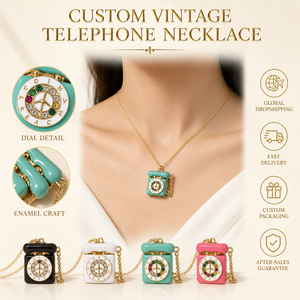 <span class=keywords><strong>Collier</strong></span> pendentif téléphone vintage SongYi, émail coloré, charme de téléphone rétro mignon, chaîne de cou pour femmes - Product Image 1