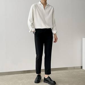 Ohsisa 2025 корейский стиль модный крутой высококачественный повседневный мужской пуловер с длинными рукавами V-образным вырезом свободная вязаная Осенняя мужская рубашка - Product Image 4