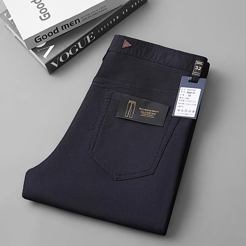 Calças de negócios masculinas por atacado de moda nova, calças Chino de negócios com listra retrô/carga/retro, design reto e slim fit
