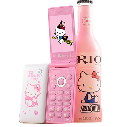 D10 Flip Dual SIM Card GPRS Breath Light Touch Screen Cell Phone Women Girl MP3 MP4 Cartoon Hello Kitty Mobile Phone