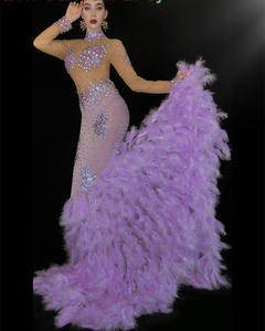 NOVANCE Y2089 <span class=keywords><strong>2022</strong></span>แฟชั่นผู้หญิงสีม่วงเพชร Queen Fish Tail ชุดสวยยาวสง่างามชุดราตรี - Product Image 5