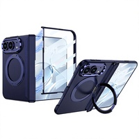 Coque de téléphone PC compatible iPhone 18 Duo avec anneau rotatif, finition mate effet peau, protection intégrale et design de charnière
