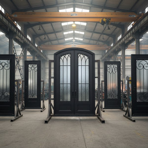 Elegantes Puertas Dobles de Entrada de Hierro Forjado a Mano con Arco Gótico - Puerta Principal de Estilo Catedral de Lujo Personalizada con Seguridad Antirrobo - Product Image 3