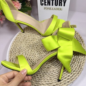 Escarpins à talon aiguille à bout ouvert avec grand nœud et bride à boucle, pour femme, mode, soirée, mariage - Product Image 5