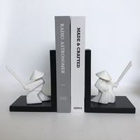 Porte-livres en bois géométrique Art Déco, samouraï blanc abstrait, ensemble de guerriers pour la décoration de la maison, salon, bureau, étagère, ornement
