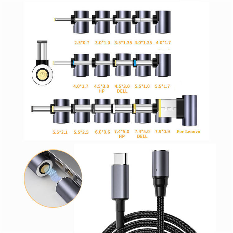 100W PD Magnetic to DC Laptop Power Charger Supply Adapter Connector USB  Type C Male to 8pin 8P Converter for Lenovo PSP DELL HP