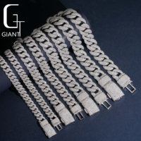 Chaînes cubaines Iced Out 12-20mm en argent sterling S925 avec sertissage mosaïque Moissanite, bijoux Hip Hop pour rappeurs, testées positivement au testeur de diamants