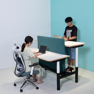 Table de travail personnalisée moderne à hauteur réglable en bois assis debout poste de travail électrique bureau - Product Image 2