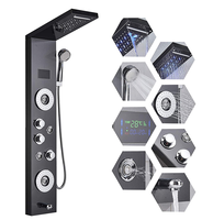 Système de douche spa multifonctionnel mural en acier inoxydable 304 noir avec panneau de douche à effet pluie, ensemble complet pour salle de bain