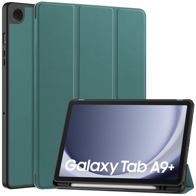 For A9 Plus 11" Tablet Case Trifold Simple Design TPU Back Cover Soft Shell Shockproof Scratch-resistant Pen Slot