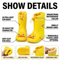 Bottes de pluie pour enfants personnalisées avec dessins animés, cordon de serrage réglable, imperméables, antidérapantes, légères, pliables, pour tout-petits, animaux, extérieur