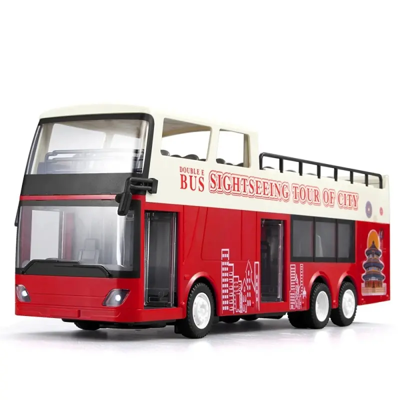 E640-003 Luxo Ônibus de Brinquedo Do Bebê Com Música Iluminação 1:18 Rc Ônibus de Dois Andares