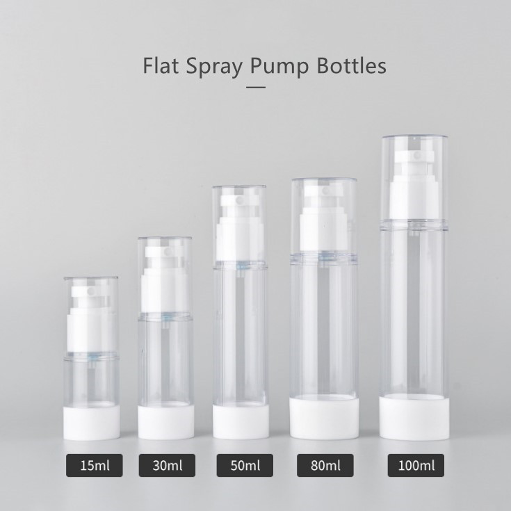 clear bottle with flat sprayer