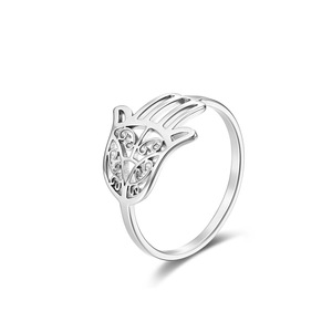 Fatima Hand <b>Titanium</b> Steel <b>Ring</b> For Women Gold Silver Black Hollow Design Protective Charm Jewelry Gift - Product Image 5