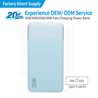 Batería de Litio Personalizada de 35W 45W 65W 10000mAh 20000mAh con USB Tipo C, Banco de Energía para Ordenador Portátil y Teléfono