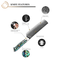 6.5 "pouces japonais en acier damas cuisine Chef Nakiri couteaux cuisine viande Sashimi couteau de coupe avec poignée en coquille d'ormeau
