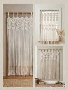 Tapiz de Pared de Macramé Crema, Hecho a Mano, con Flecos Decorativos, Cortina de Pared para Sala de Estar, Dormitorio, Entrada - Product Image 2