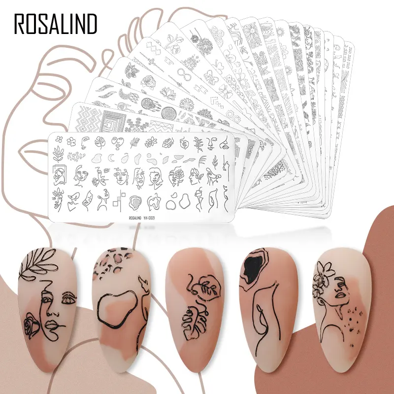 Rosalind high quality oem private label nails manicure tools hot uv gel polish stamp plate sheet custom nail art stamping plates