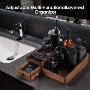 Wooden Bathroom <b>Storage</b> Rack Rectangle Multifunctional Perfume Organizer Drawer Top <b>Dressing</b> <b>Table</b> <b>Storage</b> Box - Product Image 4
