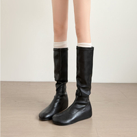 Bottines extensibles pour femmes, talon compensé caché, bout rond, fermeture éclair au dos, bottes chaussettes tendance, 2 couleurs