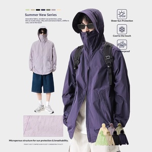 IZEXX Trendy Brand <span class=keywords><strong>Outdoor</strong></span> Uomo Casual Largo Nylon Protezione Solare Estivo Anti-UV Leggero Traspirante con Cerniera e Cappuccio per Coppia - Product Image 3