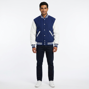 Chaqueta de Béisbol Varsity de Invierno para Hombre, Personalizada, de Alta Calidad, con Cuerpo de Lana, Cuello Alto, Estilo Deportivo, Logotipo Frontal, Impermeable y Resistente al Viento - Product Image 1