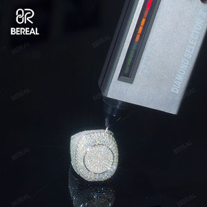 Personalizado Hip Hop Estilo Cubano Anel Pass <span class=keywords><strong>Tester</strong></span> Iced Out VVS Moissanite Diamante 925 <span class=keywords><strong>Sliver</strong></span> Anel De Casamento Jóias Finas Para O Homem Mulheres - Product Image 2