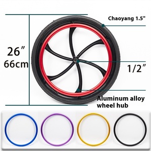 Ruota Posteriore in Fibra di Carbonio a 6 Razze da 26'' con Cerchio Pushrim per Sedia a Rotelle, Forniture per Terapia Riabilitativa - Product Image 2