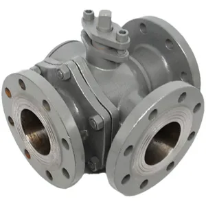 Supply WCB material 304 material 3way ball valve T PORT flange three-way ball valve