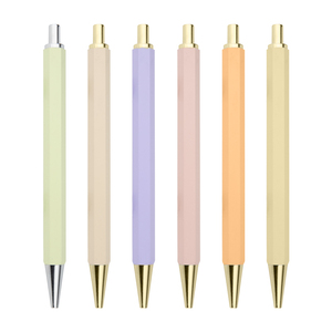 Penne a sfera retrattile personalizzate con stampa esagonale colorata-punto medio 1mm inchiostro nero per uso ufficio-ideale per uomini e donne - Product Image 1