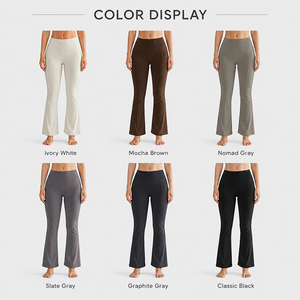 Pantalones de yoga acampanados para mujer, efecto segunda piel, ultra suaves, antibacterianos, de cintura alta, con efecto levantacola, leggings bootcut para tallas pequeñas - Product Image 4